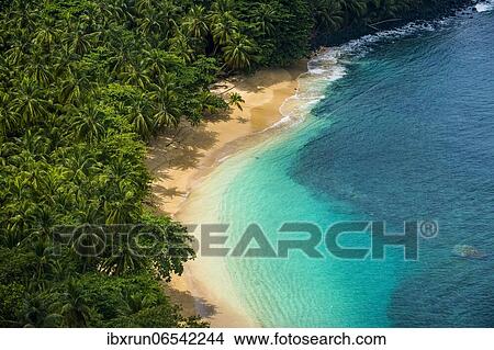 Overlook over banana beach, Unesco biosphere reserve, Principe, Sao Tome and Principe, Atlantic Ocean, Africa View Large Photo Image Picture - Overlook over banana beach, Unesco biosphere reserve, Principe, Sao Tome and Principe, Atlantic Ocean, Africa. Fotosearch