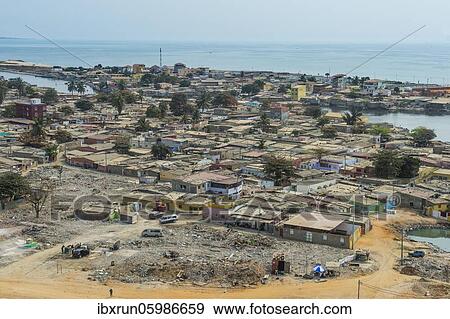 Stock Photo - Overlook over Barracks in the slum, Luanda, Angola, Africa. Fotosearch