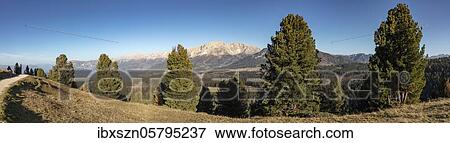 Stock Photo - Panorama on Catinaccio and Latemar, Jochgrimmpass, Deutschnofen, South Tyrol, Italy, Europe. Fotosearch