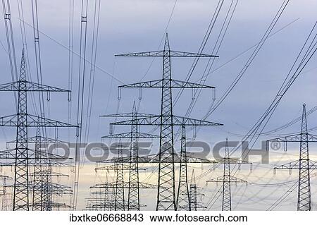 Power lines, transmission lines, high voltage pylons, Baden-Württemberg, Germany, Europe View Large Photo Image Stock Image - Power lines, transmission lines, high voltage pylons, Baden-Württemberg, Germany, Europe. Fotosearch