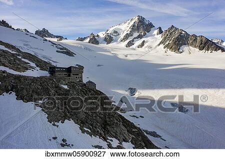 Refuge Refuge Albert 1er, Glacier du Tour, glaciers and mountain peaks, high alpine landscape, summit of Aiguille de Chardonnet, Chamonix, Haute-Savoie, France, Europe View Large Photo Image Stock Photo - Refuge Refuge Albert 1er, Glacier du Tour, glaciers and mountain peaks, high alpine landscape, summit of Aiguille de Chardonnet, Chamonix, Haute-Savoie, France, Europe. Fotosearch