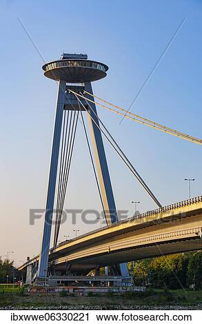 Restaurant UFO on the bridge Nový most, New Bridge, over the Danube, Bratislava, Slovakia, Europe View Large Photo Image Stock Image - Restaurant UFO on the bridge Nový most, New Bridge, over the Danube, Bratislava, Slovakia, Europe. Fotosearch