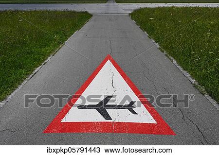 Road marking Attention air traffic View Large Photo Image Stock Image - Road marking Attention air traffic. Fotosearch