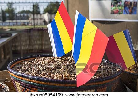 Roasted coffee beans, with national flag, N'Djamena, Chad, Africa View Large Photo Image Stock Photo - Roasted coffee beans, with national flag, N'Djamena, Chad, Africa. Fotosearch