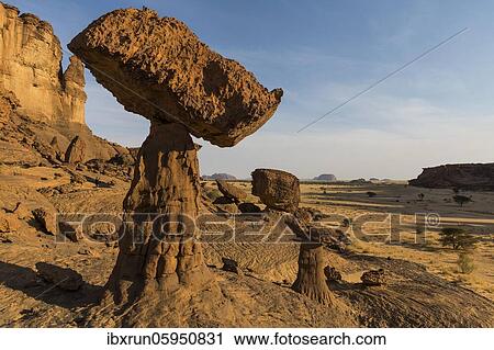 Stock Image - Rock formation, Hoodoo, Ennedi Plateau, Chad, Africa. Fotosearch