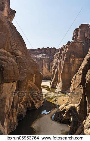 Rock gorge, Guelta d'Archei waterhole, Ennedi plateau, Chad, Africa View Large Photo Image Picture - Rock gorge, Guelta d'Archei waterhole, Ennedi plateau, Chad, Africa. Fotosearch