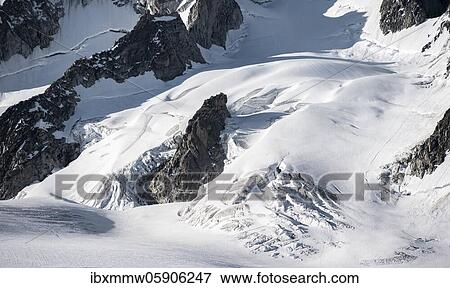 Stock Photo - Rocks jutting out of glaciers, Glacier du Tour, High Alpine landscape, Chamonix, Haute-Savoie, France, Europe. Fotosearch