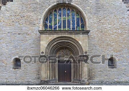 Romanesque entrance portal with window of St. Ludgeri Church, Münster, North Rhine-Westphalia, Germany, Europe View Large Photo Image Stock Photograph - Romanesque entrance portal with window of St. Ludgeri Church, Münster, North Rhine-Westphalia, Germany, Europe. Fotosearch