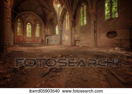 Stock Image - Ruined church, church St. Nicolai, Lost Place, Zeitz, Saxony-Anhalt, Germany, Europe. Fotosearch