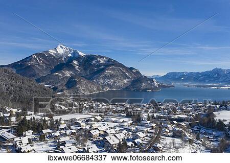 Sankt Gilgen am Wolfgangsee with Schafberg, winter landscape, drone shot, Salzkammergut, province Salzburg, Austria, Europe View Large Photo Image Stock Photo - Sankt Gilgen am Wolfgangsee with Schafberg, winter landscape, drone shot, Salzkammergut, province Salzburg, Austria, Europe. Fotosearch