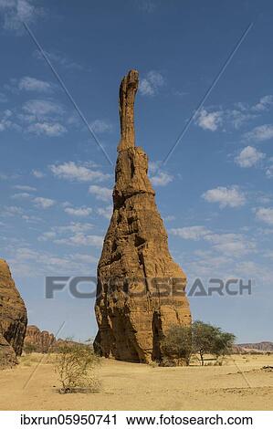 Stock Image - Single rock tower, Ennedi plateau, Chad, Africa. Fotosearch