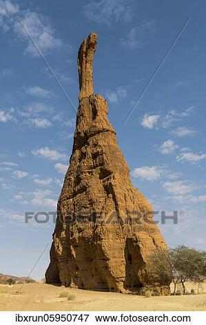 Stock Photo - Single rock tower, Ennedi plateau, Chad, Africa. Fotosearch