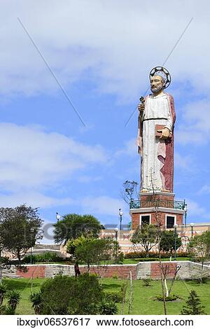 Stock Photo - Statue of Saint Peter, Monumento (a) San Pedro, Alausí, Chimborazo Province, Ecuador, South America. Fotosearch