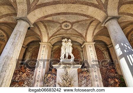 Stock Image - Statues in Estoi Palace garden, Estoi, Loule, Faro district, Algarve, Portugal, Europe. Fotosearch