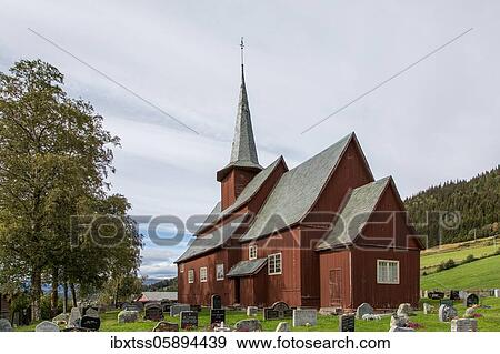 Stock Photo - Stave church, Hegge, Innlandet, Norway, Europe. Fotosearch