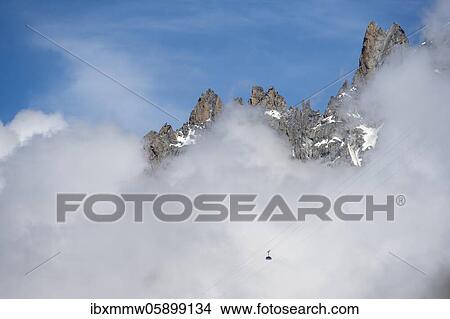 Summit in clouds, train rides up the Aiguille du Midi, gondola in front of mountains, Chamonix, Haute-Savoie, France, Europe View Large Photo Image Picture - Summit in clouds, train rides up the Aiguille du Midi, gondola in front of mountains, Chamonix, Haute-Savoie, France, Europe. Fotosearch