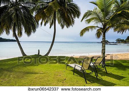 Sunloungers in the Bom Bom Resort, Unesco biosphere reserve, Principe, Sao Tome and Principe, Atlantic Ocean, Africa View Large Photo Image Stock Photo - Sunloungers in the Bom Bom Resort, Unesco biosphere reserve, Principe, Sao Tome and Principe, Atlantic Ocean, Africa. Fotosearch