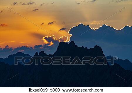 Sunrise over jagged mountain peaks, Elmen, Lechtal Alps, Außerfern, Tyrol, Austria, Europe View Large Photo Image Stock Image - Sunrise over jagged mountain peaks, Elmen, Lechtal Alps, Außerfern, Tyrol, Austria, Europe. Fotosearch
