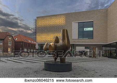 Stock Photography - The LWL, Museum of Art and Culture in the Twilight, Münster, North Rhine-Westphalia, Germany, Europe. Fotosearch