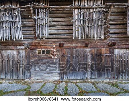 Stock Image - Tyrolean Farm Detail, Museum of Tyrolean Farms, Kramsach, Tyrol, Austria, Europe. Fotosearch