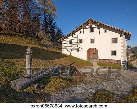 Picture - Tyrolean farm in late autumn, Museum Tiroler Bauernhöfe, Kramsach, Tyrol, Austria, Europe. Fotosearch
