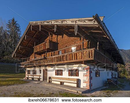 Stock Image - Tyrolean farm in late autumn, Museum Tiroler Bauernhöfe, Kramsach, Tyrol, Austria, Europe. Fotosearch