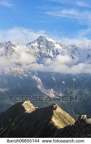 View from the Edelweißspitze to the Großer Wiesbachhorn, Grossglockner High Alpine Road, Hohe Tauern, province of Salzburg, Austria, Europe View Large Photo Image Picture - View from the Edelweißspitze to the Großer Wiesbachhorn, Grossglockner High Alpine Road, Hohe Tauern, province of Salzburg, Austria, Europe. Fotosearch