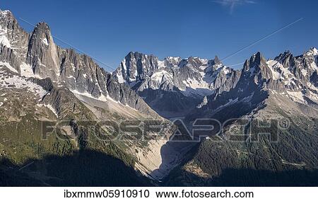 View of glacier tongue, Mer de Glace, mountain tops, Les Periades, Mont Blanc massif, Chamonix-Mont-Blanc, Rhône-Alpes, France, Europe View Large Photo Image Stock Image - View of glacier tongue, Mer de Glace, mountain tops, Les Periades, Mont Blanc massif, Chamonix-Mont-Blanc, Rhône-Alpes, France, Europe. Fotosearch