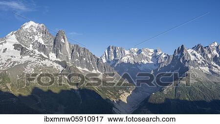 View of glacier tongue, Mer de Glace, mountain tops, Les Periades, Mont Blanc massif, Chamonix-Mont-Blanc, Rhône-Alpes, France, Europe View Large Photo Image Stock Photo - View of glacier tongue, Mer de Glace, mountain tops, Les Periades, Mont Blanc massif, Chamonix-Mont-Blanc, Rhône-Alpes, France, Europe. Fotosearch