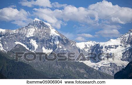 View of mountain peaks, Mönch and Jungfraujoch, Jungfrau region, Grindelwald, Bern, Switzerland, Europe View Large Photo Image Picture - View of mountain peaks, Mönch and Jungfraujoch, Jungfrau region, Grindelwald, Bern, Switzerland, Europe. Fotosearch