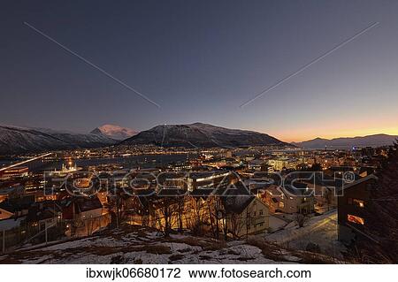 View of the city, light atmosphere in the polar night, Tromsø, Troms, Norway, Europe View Large Photo Image Stock Image - View of the city, light atmosphere in the polar night, Tromsø, Troms, Norway, Europe. Fotosearch
