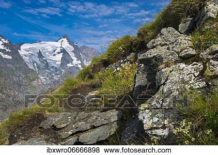 Stock Photo - View of the summit of the Großglockner, mountain, Alps, Hohe Tauern National Park, Austria, Europe. Fotosearch