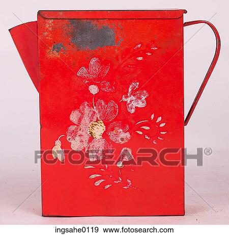 antique metal painted red pitcher 11 View Large Photo Image Stock Photo - antique metal painted red pitcher 11. Fotosearch