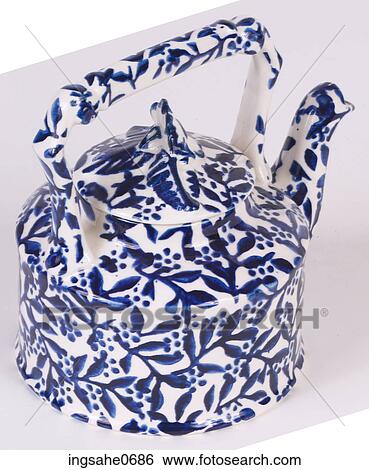 Blue and white teapot View Large Photo Image Stock Photograph - Blue and white teapot. Fotosearch