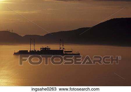 Stock Image - Ferry in fog . Fotosearch