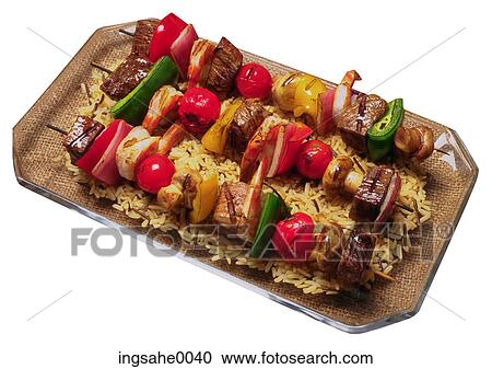 grilled meat and vegetable skewer View Large Photo Image Stock Image - grilled meat and vegetable skewer. Fotosearch