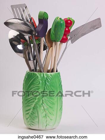 Kitchen utensils in china cabbage jar L2 View Large Photo Image Stock Photo - Kitchen utensils in china cabbage jar L2. Fotosearch