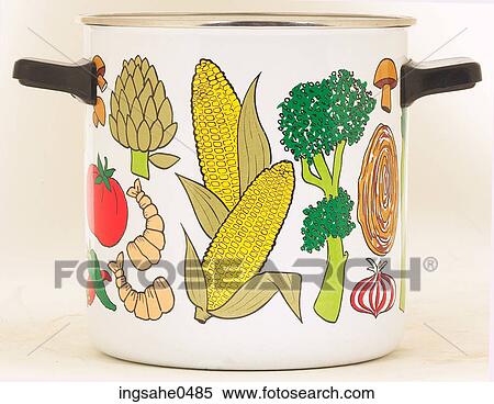 Painted vegetables on metal sauce pan L3 View Large Photo Image Stock Photography - Painted vegetables on metal sauce pan L3. Fotosearch