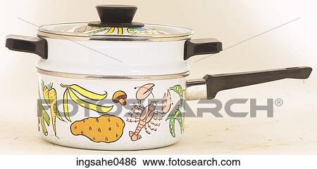 Painted vegetables on metal sauce pan L8 View Large Photo Image Stock Photograph - Painted vegetables on metal sauce pan L8. Fotosearch