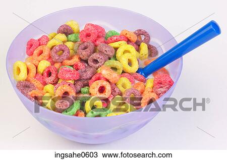 Stock Image - Purple bowl of cereal. Fotosearch
