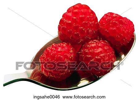 raspberries on a spoon View Large Photo Image Stock Photograph - raspberries on a spoon. Fotosearch
