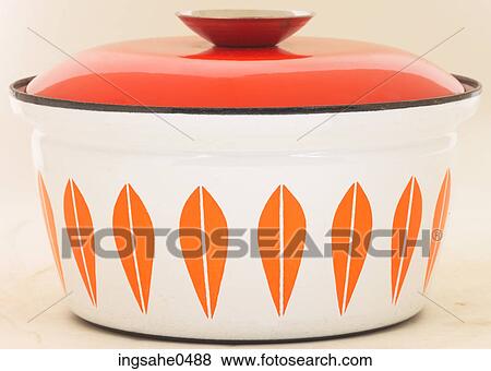 Red and white metal casserole dish L3 View Large Photo Image Stock Photo - Red and white metal casserole dish L3. Fotosearch