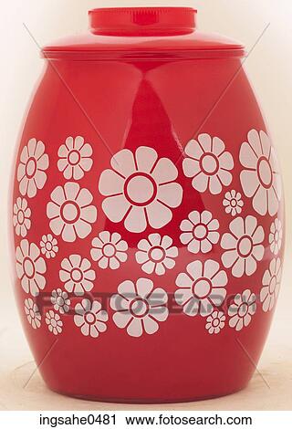 Red glass jar with painted flowers L2 View Large Photo Image Stock Image - Red glass jar with painted flowers L2. Fotosearch
