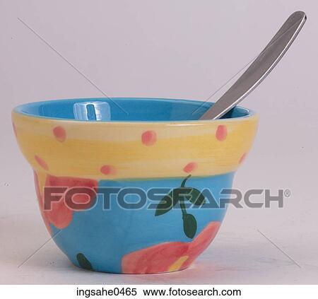 Spoon in floral china bowl L1 View Large Photo Image Stock Photography - Spoon in floral china bowl L1. Fotosearch