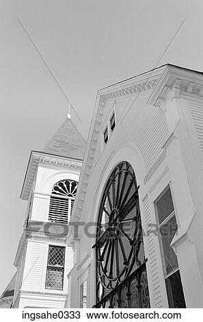 White church with rose window View Large Photo Image Stock Image - White church with rose window . Fotosearch