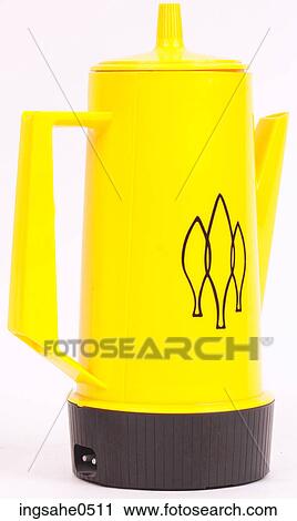 Stock Image - Yellow and black coffee pot L1. Fotosearch