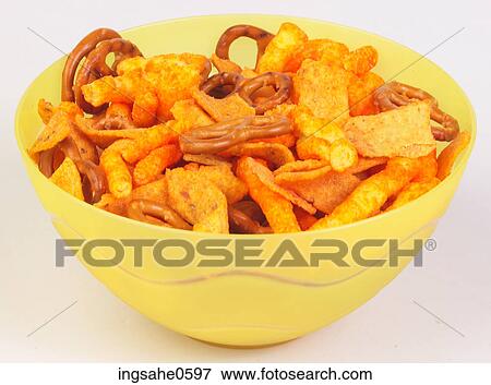 Yellow plastic bowl of snack mix 5k2 View Large Photo Image Stock Photo - Yellow plastic bowl of snack mix 5k2. Fotosearch