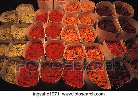 Bunches of Flowers at market stall  View Large Photo Image Stock Image - Bunches of Flowers at market stall . Fotosearch