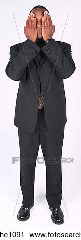 Businessman covering eyes View Large Photo Image Stock Image - Businessman covering eyes. Fotosearch