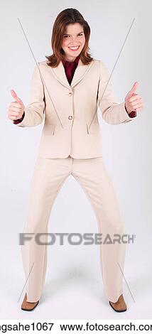 Stock Photo - Businesswoman giving two thumbs up. Fotosearch
